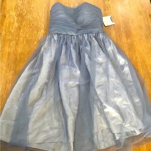 Elegant DONNA MORGAN Blue Silver Gray Strapless Party Cocktail Dress Sz 8